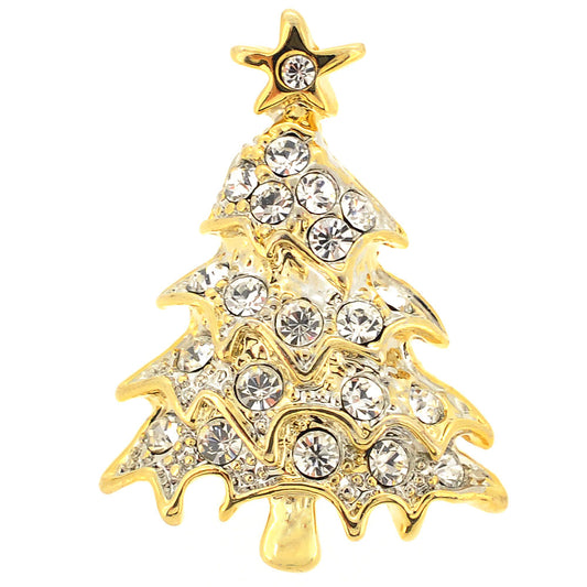 Golden Crystal Christmas Tree Lapel Pin