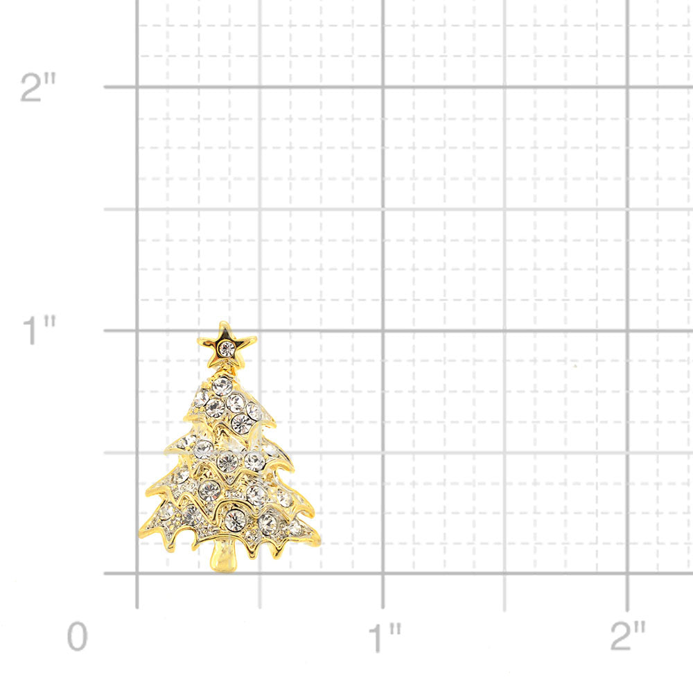 Golden Crystal Christmas Tree Lapel Pin
