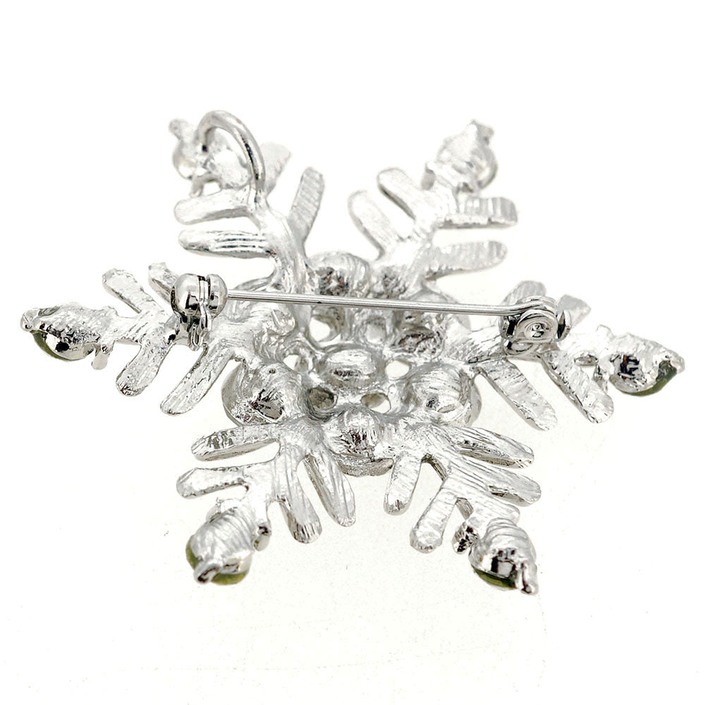 Chrome Christmas Snowflake Crystal Brooch and Pendant