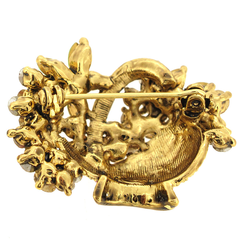 Mutlicolor Crystal Flower Basket Pin Swarovski Crystal Flower Pin Brooch