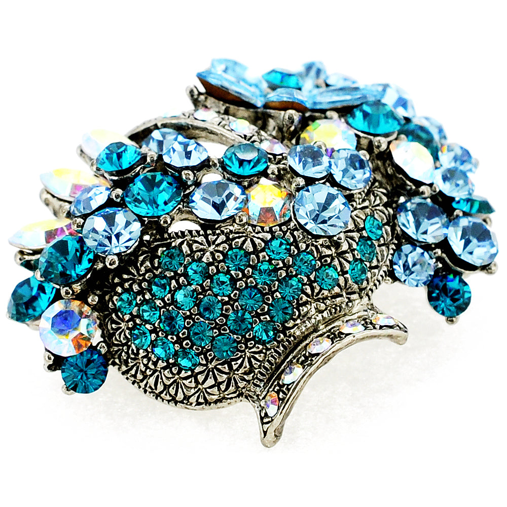 Mutlicolor Crystal Blue Flower Basket Pin Swarovski Crystal Flower Pin Brooch