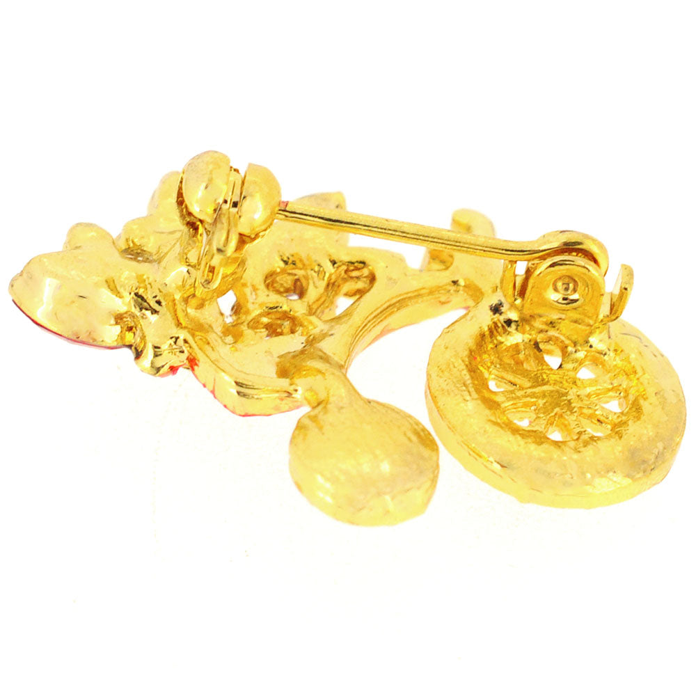 Pink Penny-farthing With Flower Basket Crystal Bicycle Pin Brooch