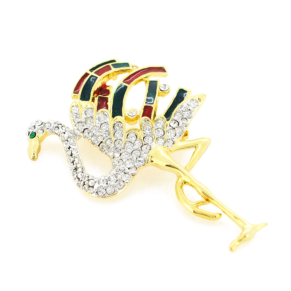 Flamingo Crystal Bird Pin Brooch