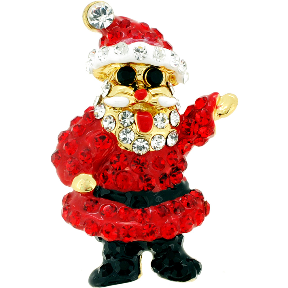 Red Santa Calus Swarovski Crystal Lapel Pin