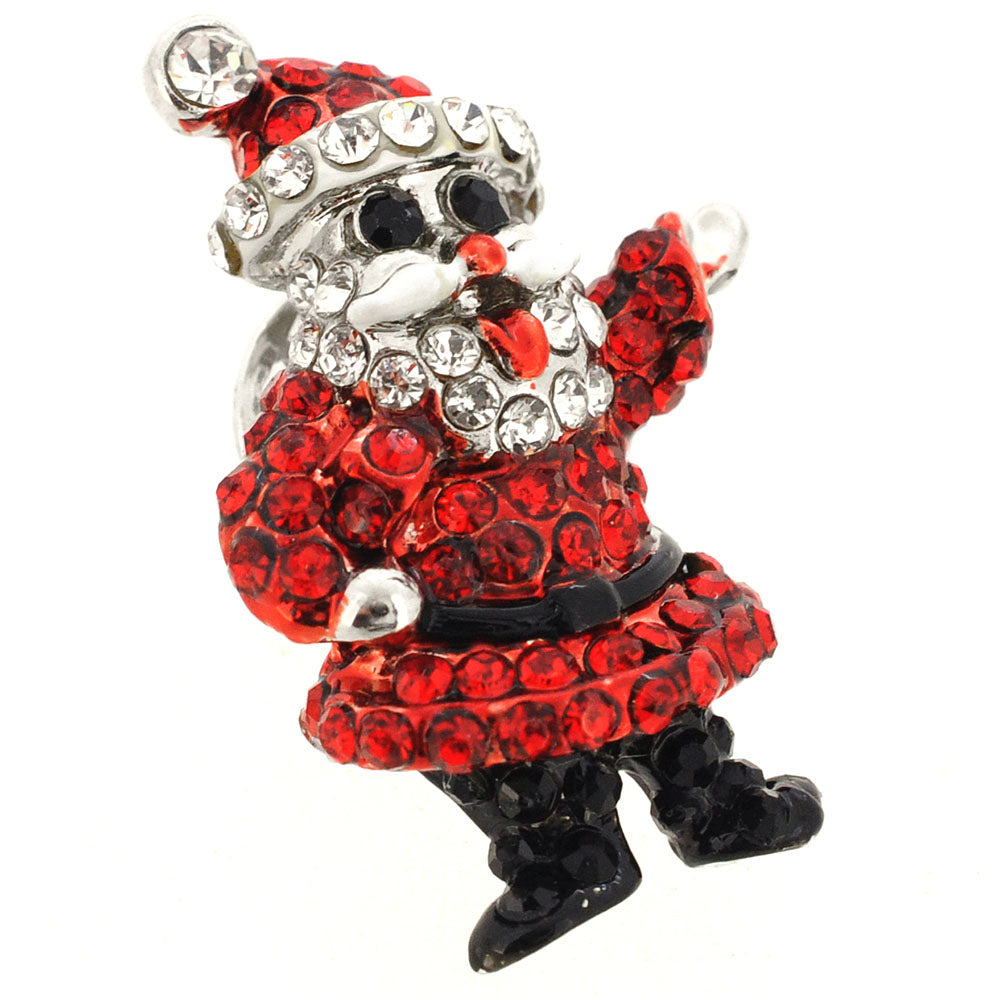 Red Christmas Santa Claus Crystal Lapel Pin