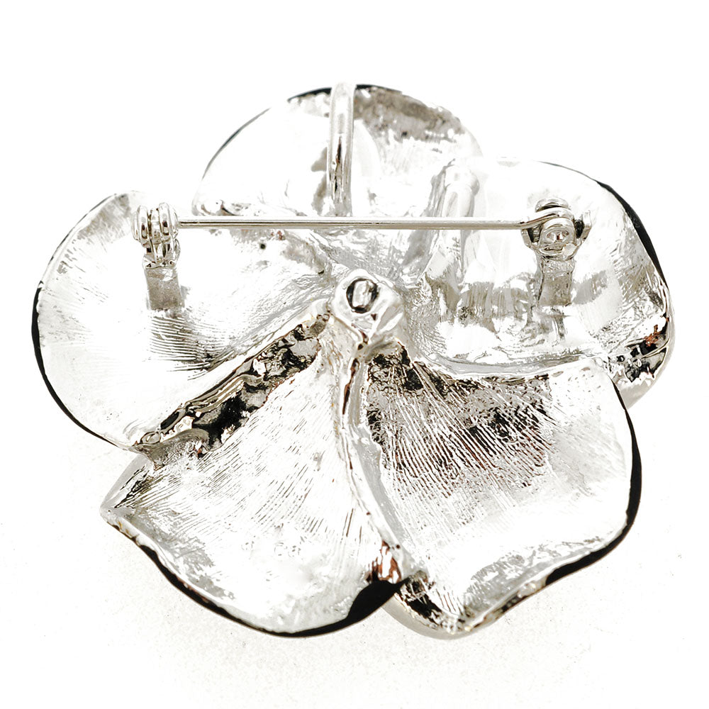 Black Hawaiian Plumeria Swarovski Crystal Flower Brooch and Pendant