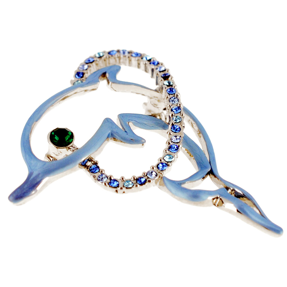 Light Blue Dolphin Crystal Pin Brooch