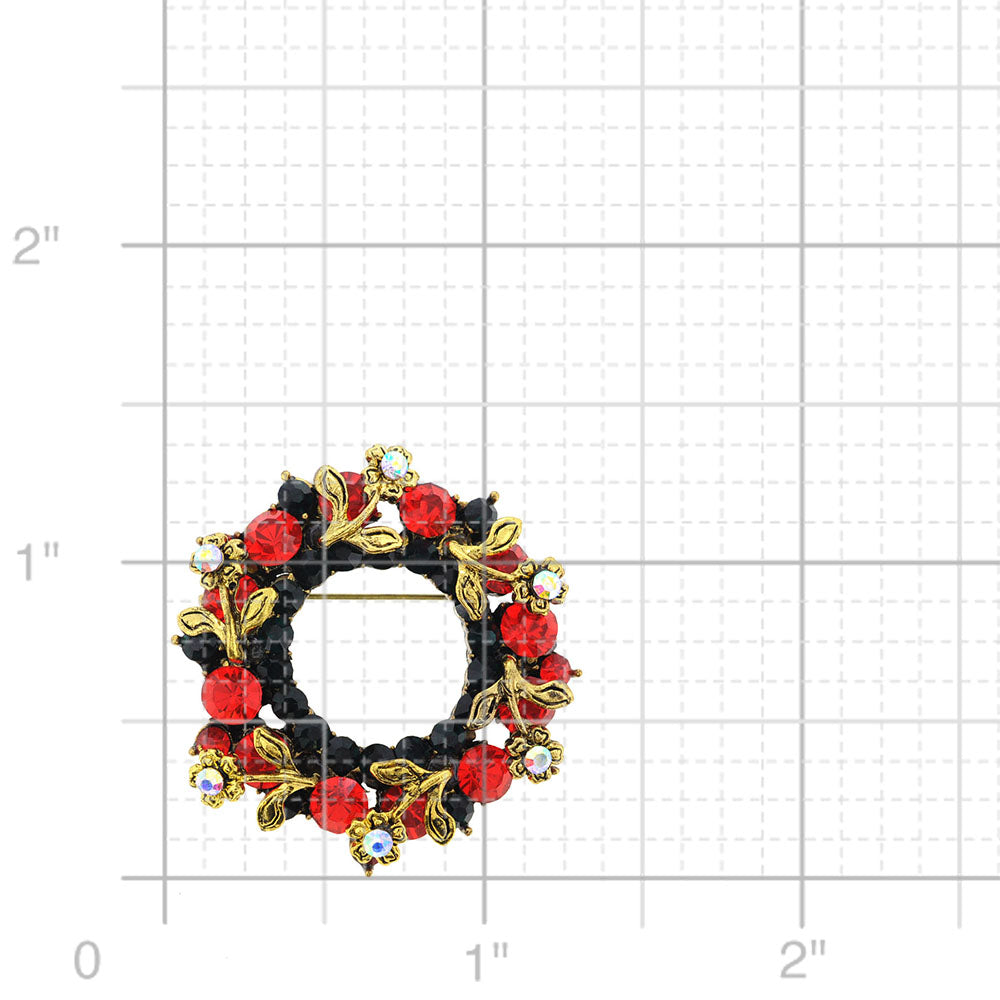 Vintage style Red Crystal Wreath Pin And Pendant