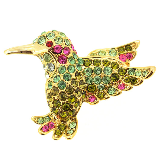 Erinite Hummingbird Pin Swarovski Crystal Bird Lapel Pin