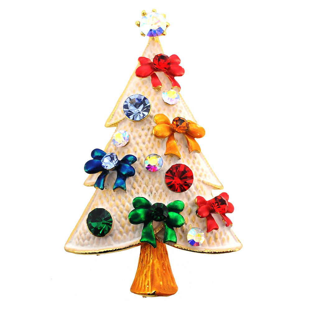 White Christmas Tree Pin Brooch