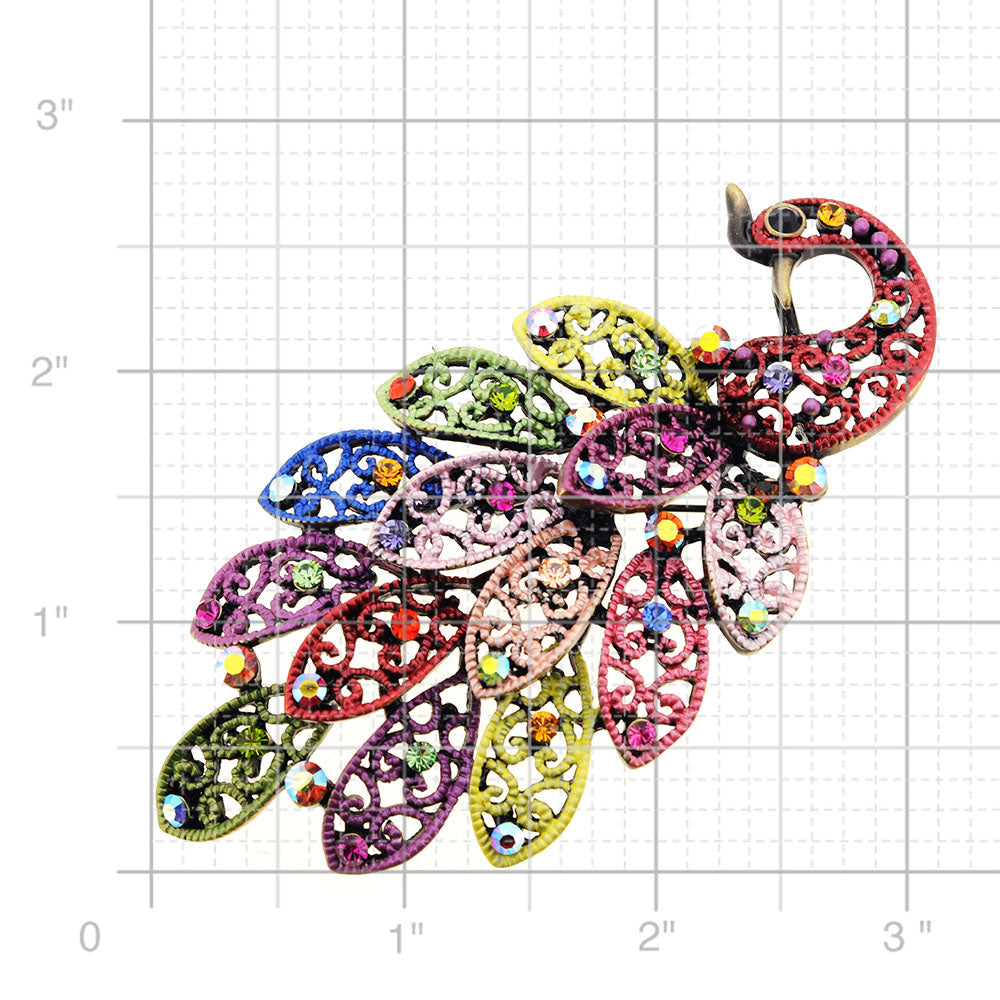 Multicolor Peacock Pin Brooch And Pendant