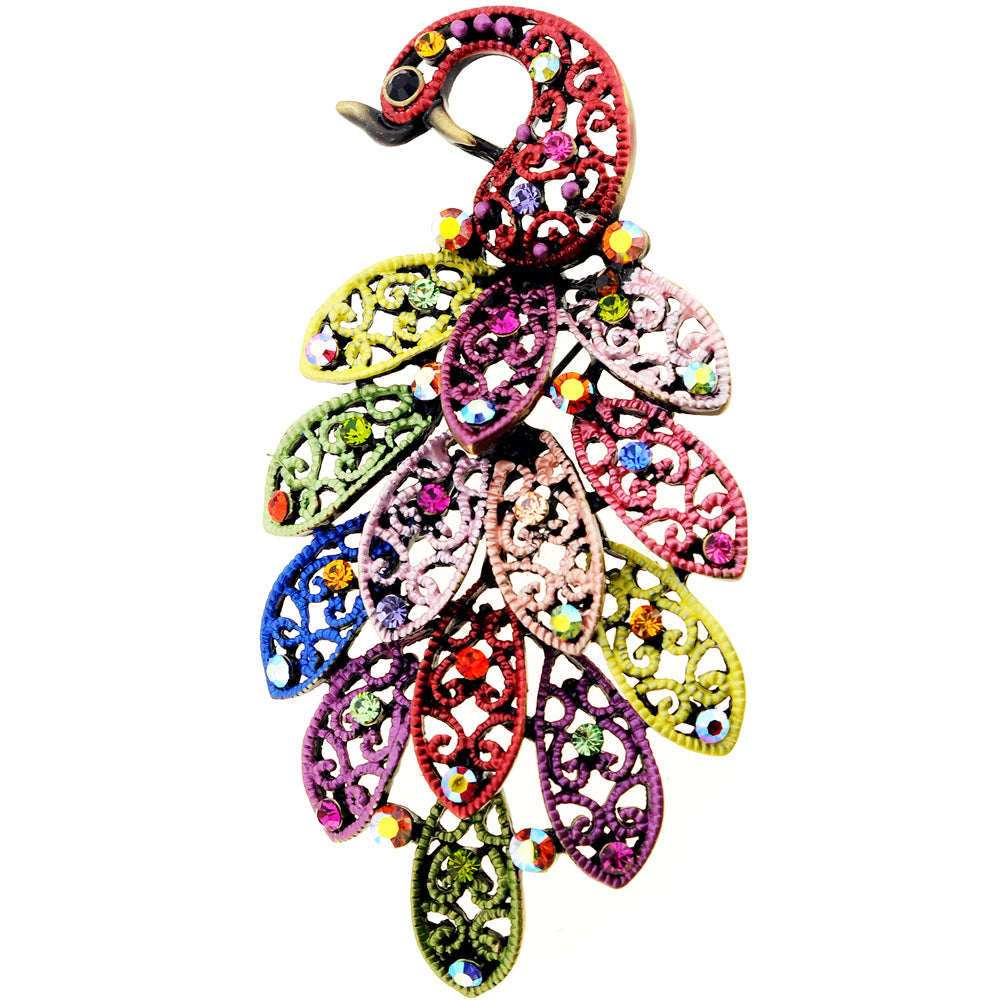 Multicolor Peacock Pin Brooch And Pendant