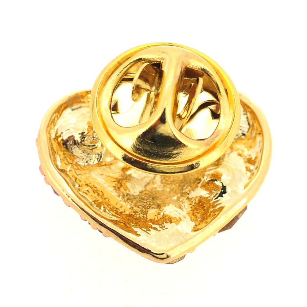 Ruby Crystal Heart Lapel Pin