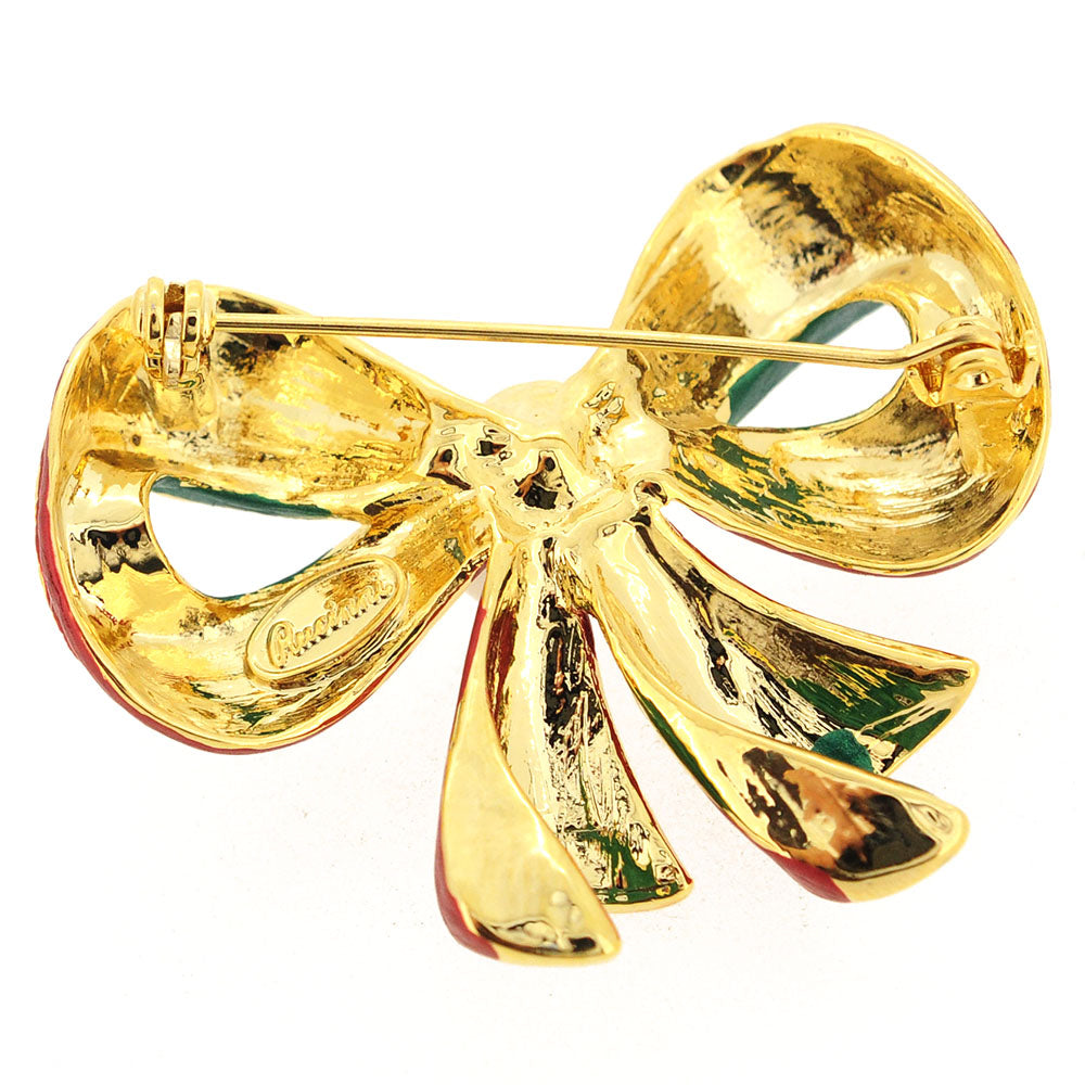 Christmas Pearl Bow Pin Brooch