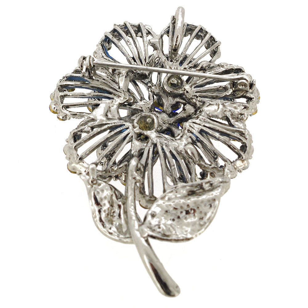 Blue Swarovski Crystal Flower Pin Brooch And Pendant