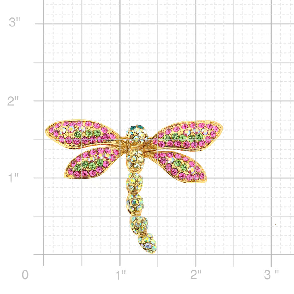 Pink Dragonfly Crystal Pin Brooch