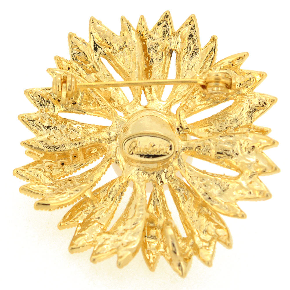 Golden Pearl Daisy Flower Pin Brooch