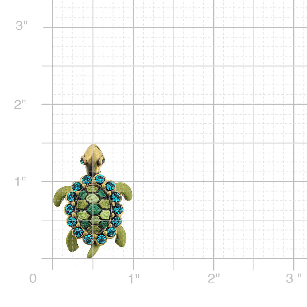 Green Sea Turtle Swarovski Crystal Brooch Pin