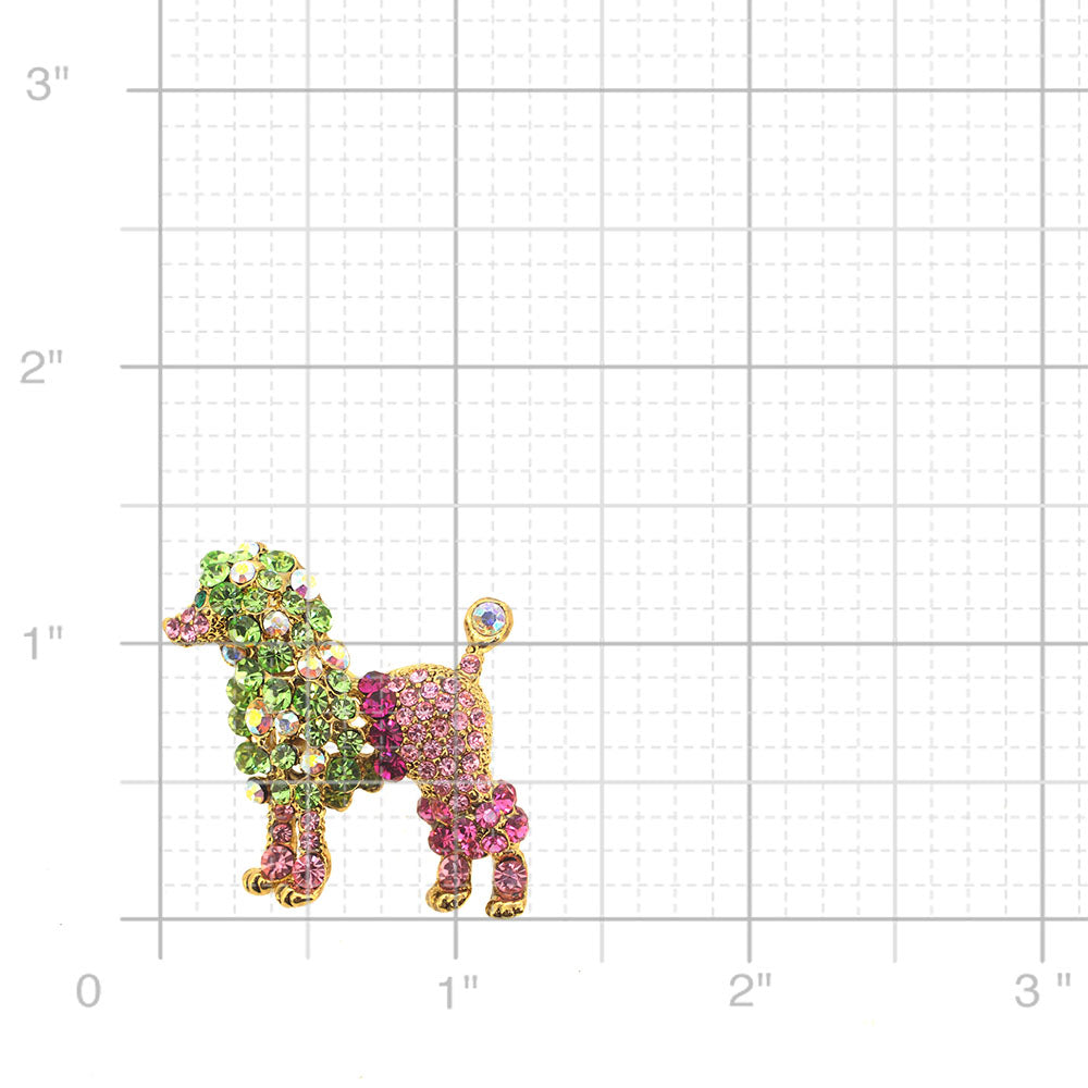 Multicolor Poodle Crystal Animal Pin Brooch