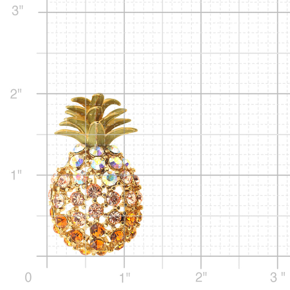 Multicolor Golden Pineapple Crystal Pin Brooch