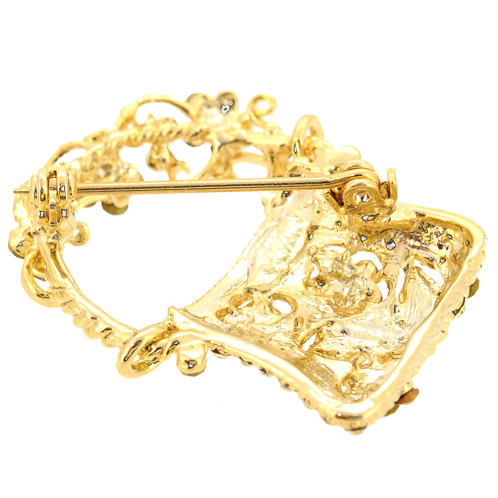 Yellow Lady Handbag Pin Brooch