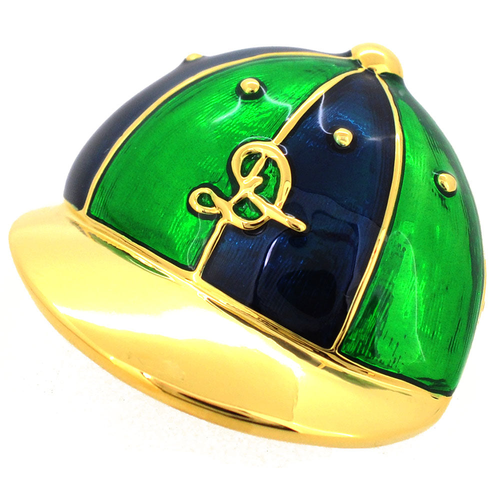 Green Baseball Hat Pin Brooch