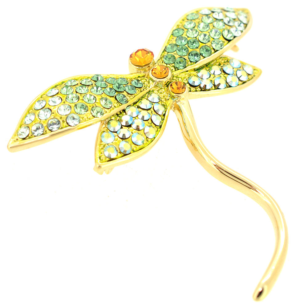 Light Green Dragonfly Crystal Pin Brooch