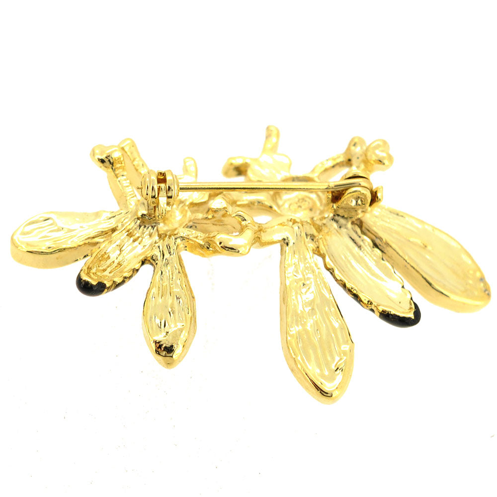 Mom And Baby Bee Crystal Pin Brooch