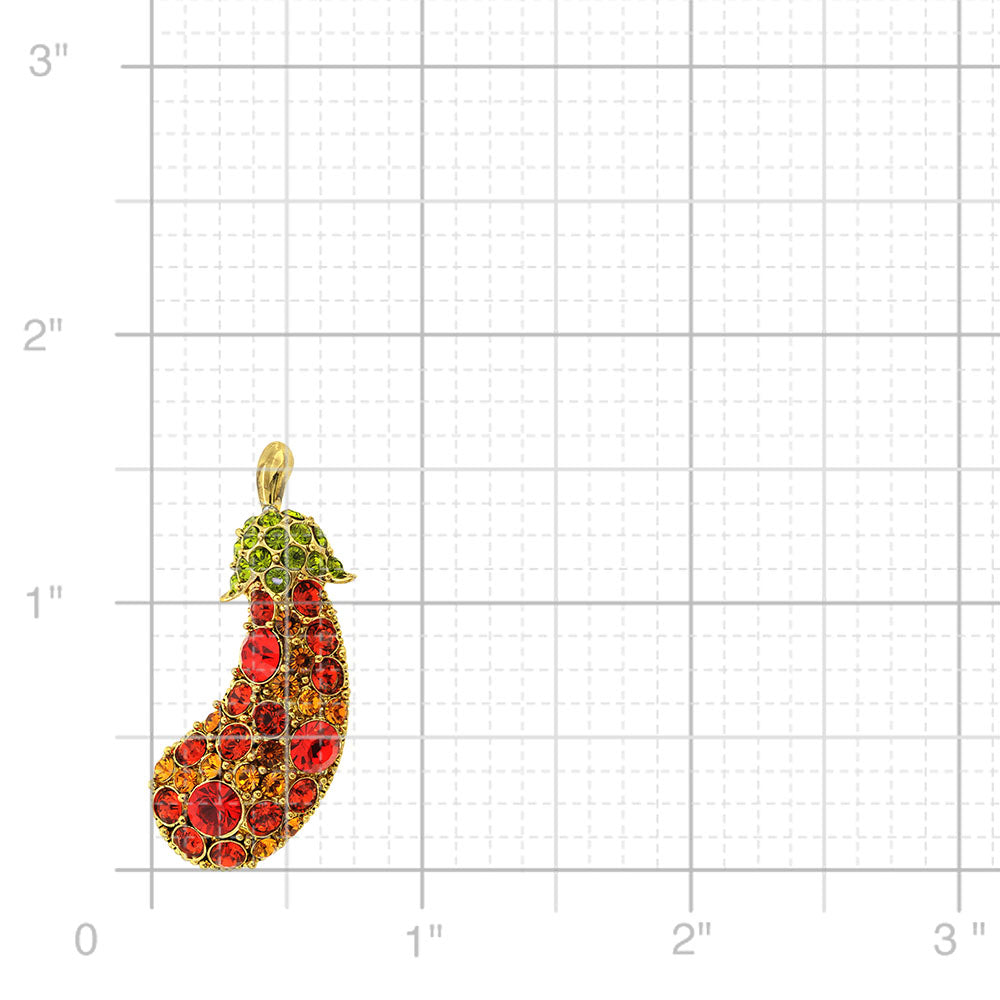 Golden Eggplant Crystal Pin Brooch