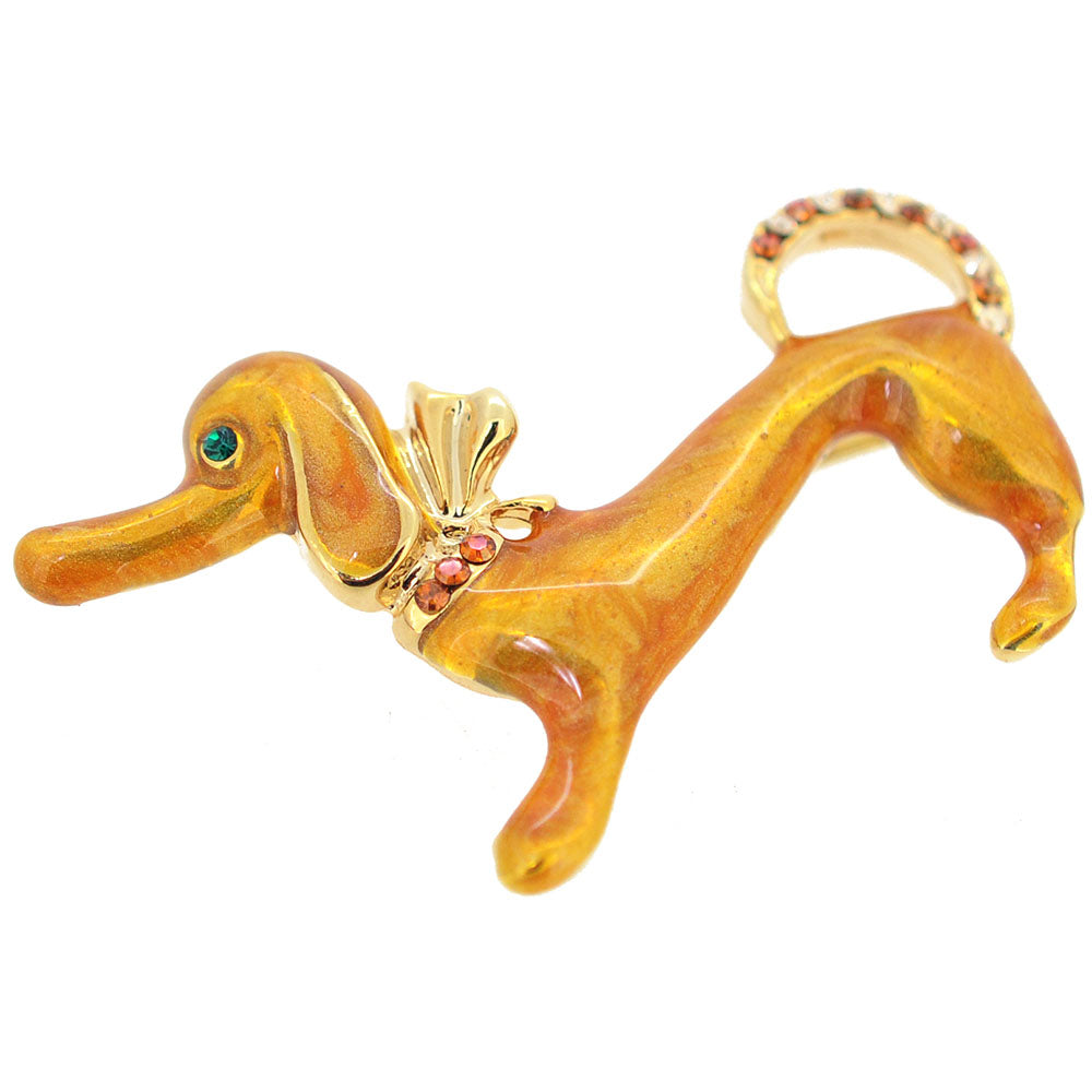 Golden Brown Dachshund Dog Pin Brooch