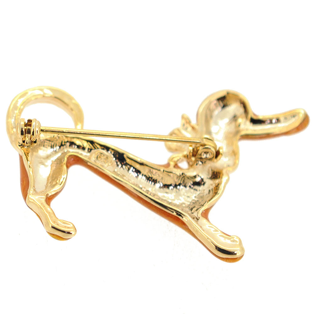 Golden Brown Dachshund Dog Pin Brooch