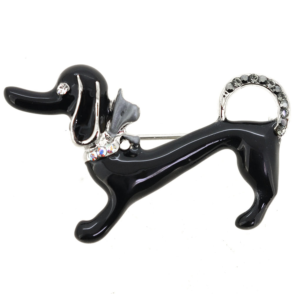 Black Dachshund Dog Pin Brooch