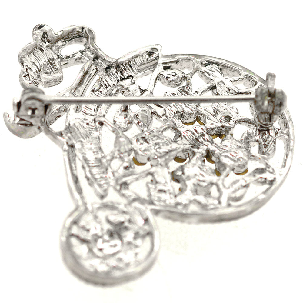 Silver Penny-farthing Crystal Bicycle Pin Brooch