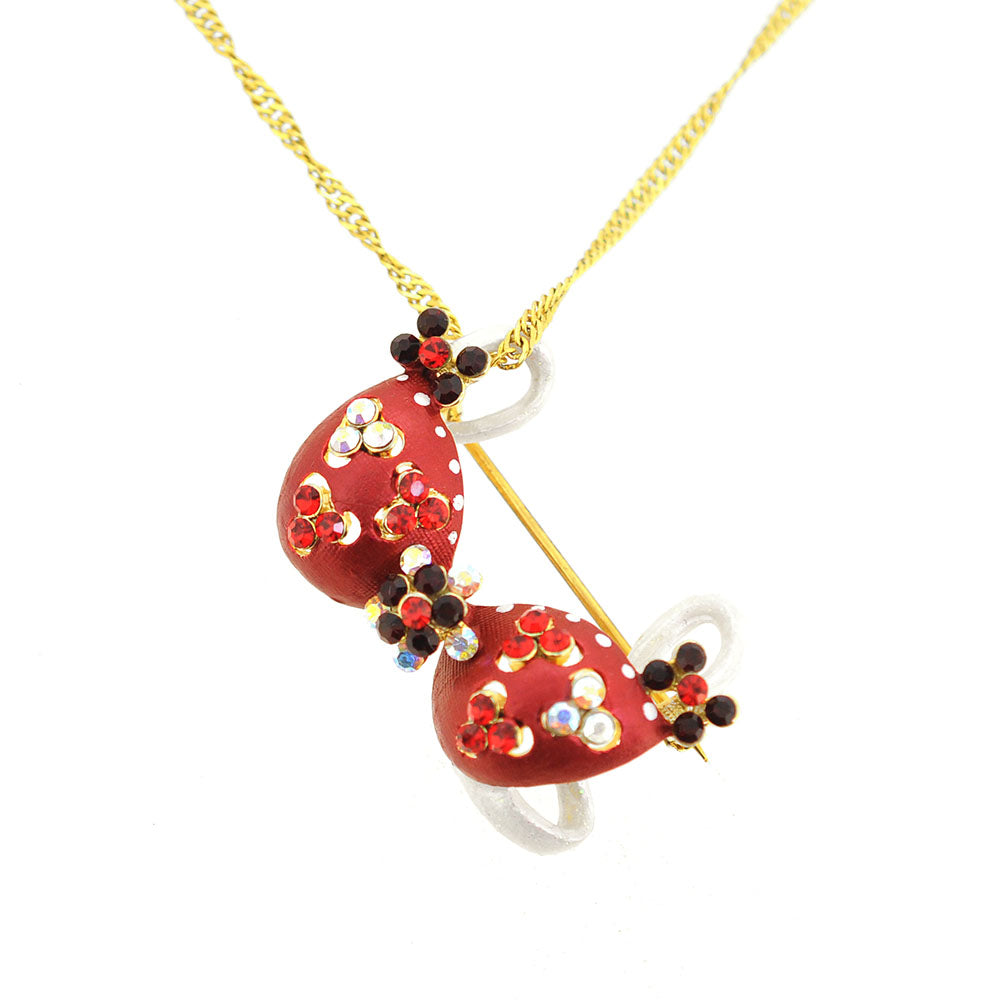 Red Flower Bikini Crystal Pin Brooch And Pendant