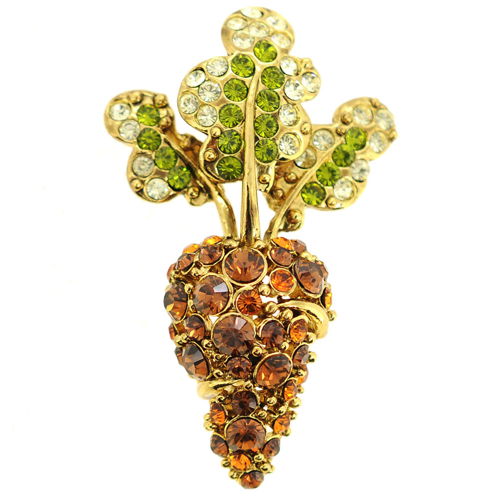 Golden Brown Carrot Crystal Pin Brooch And Pendant