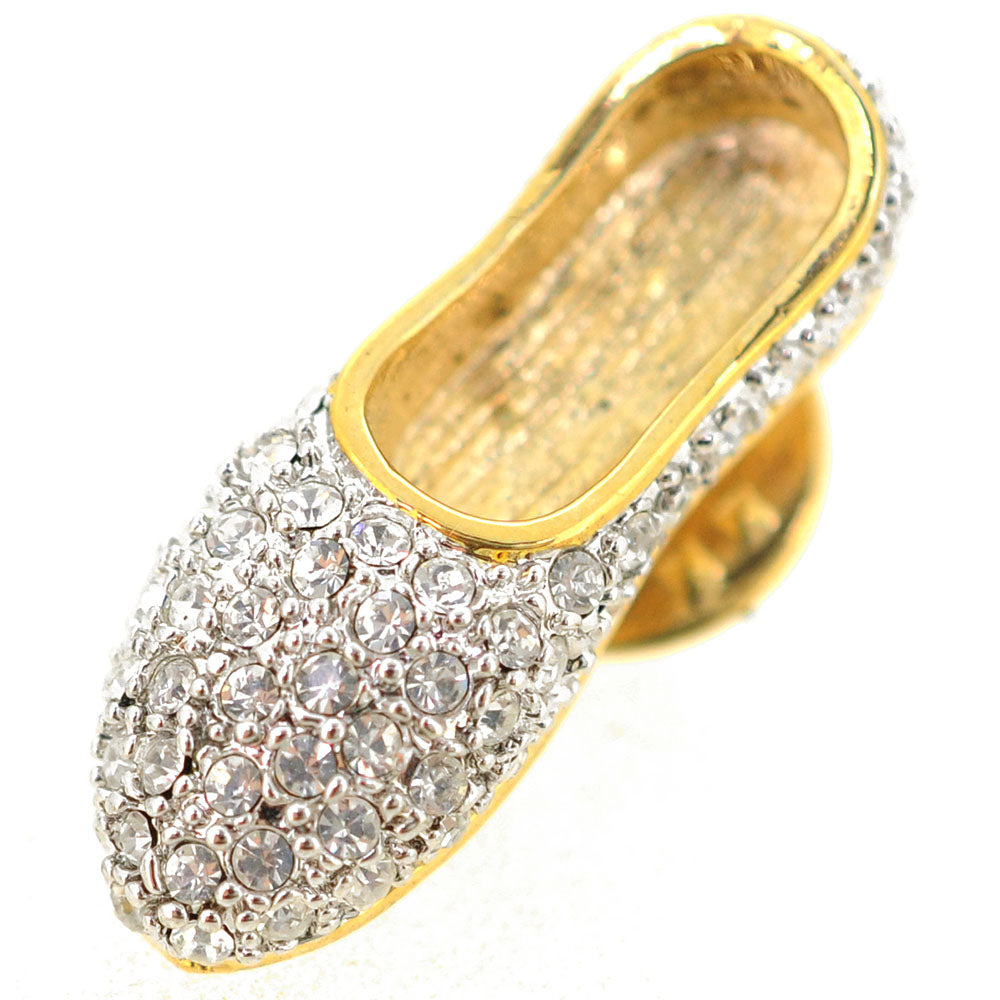 Silver Flat Crystal Shoes Brooch Pin