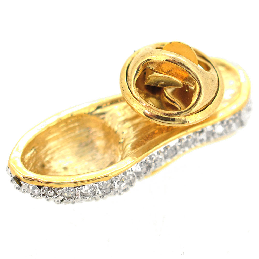 Silver Flat Crystal Shoes Brooch Pin