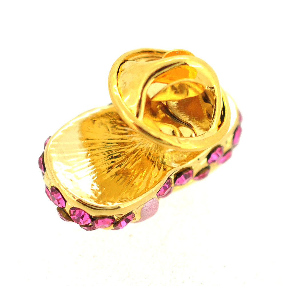Pink Bow Flat Crystal Shoes Brooch Pin