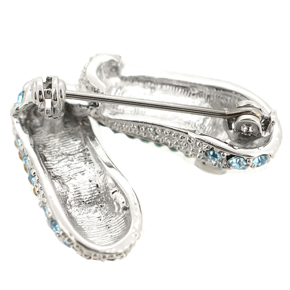 Blue Flat Crystal Shoes Brooch Pin