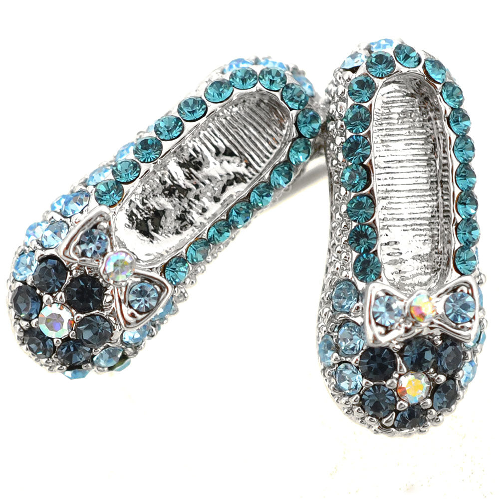 Blue Flat Crystal Shoes Brooch Pin