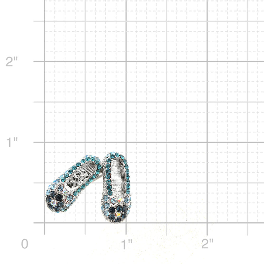 Blue Flat Crystal Shoes Brooch Pin