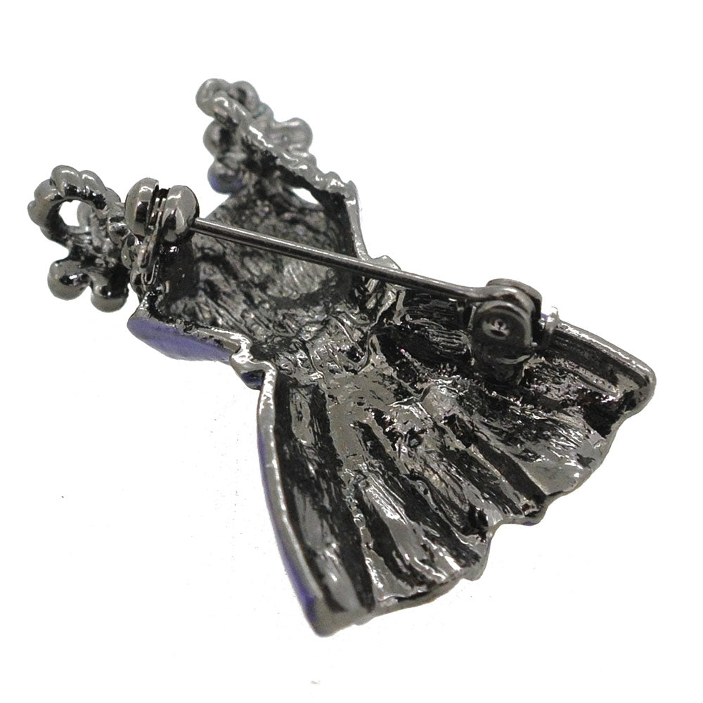 Purple Dress With Flower Belt Swarovski Crystal Brooch Pin