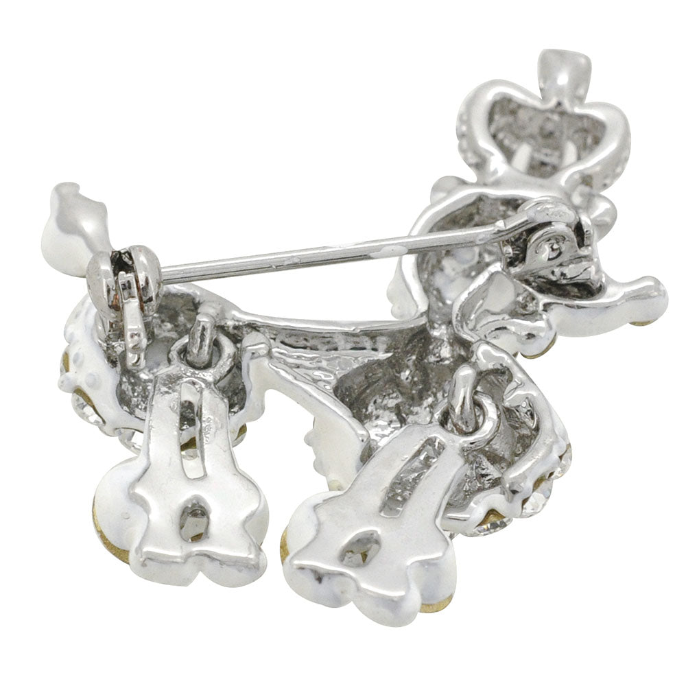 White Crystal Royal Poodle Brooch