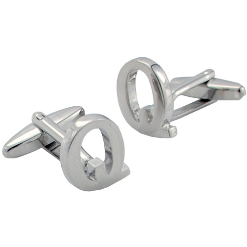 Initials Cufflinks Letter Q Silver Cuff-links (Mix and Match any Initials & Number)