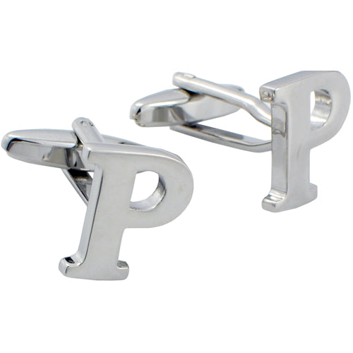 Initials Cufflinks Letter P Silver Cuff-links (Mix and Match any Initials & Number)