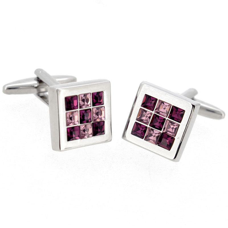 Amethyst And Violet Checkered Cufflinks