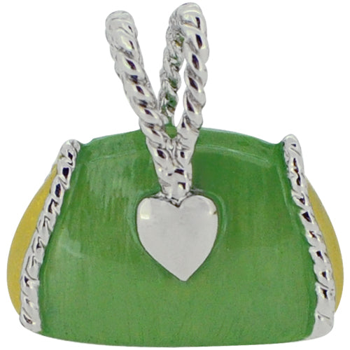 Swarovski Crystal Green Enamel Handbag Silver Pendant