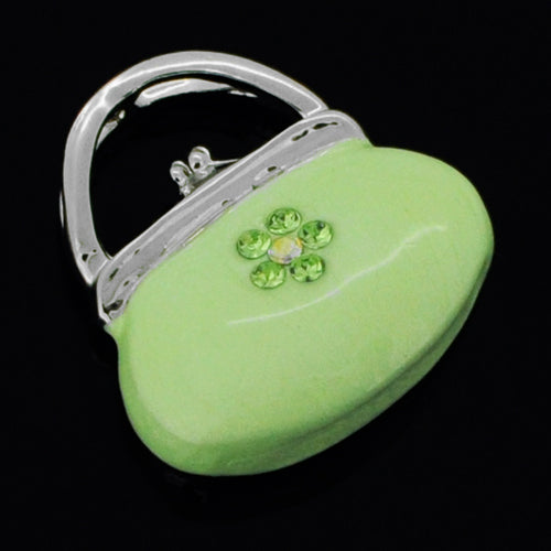 Swarovski Crystal Light Green Enamel Handbag Silver Pendant
