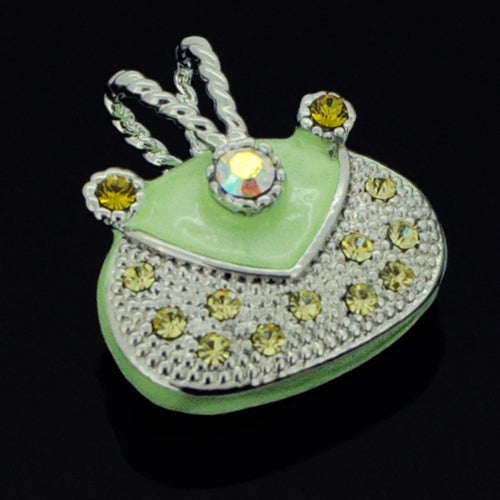 Swarovski Crystal Light Green Enamel Handbag Silver Pendant