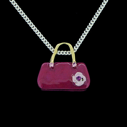 Swarovski Crystal Light Green Enamel Handbag Golden Pendant